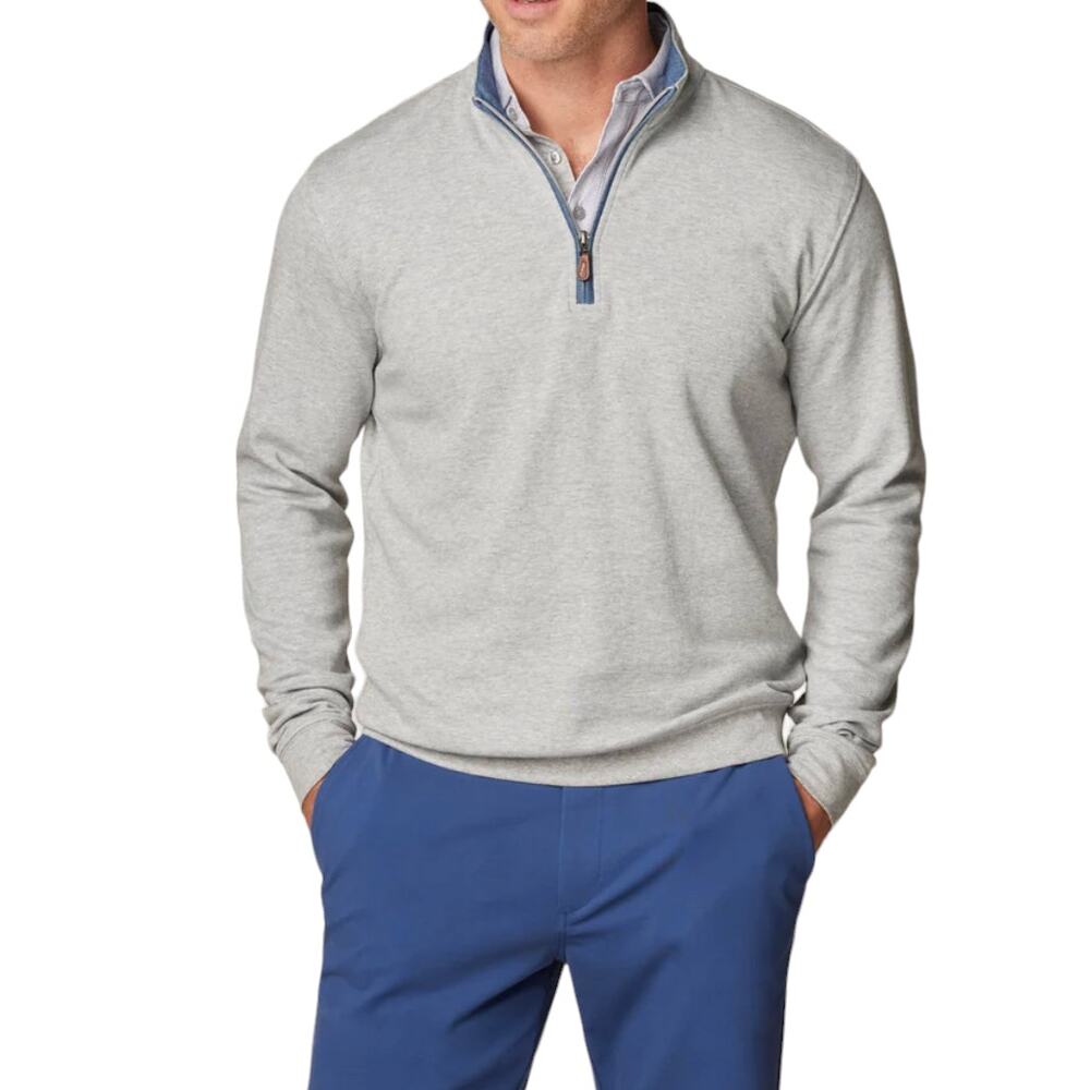Johnnie-O Light Gray Sully Quarter Zip 1/4 Pullover Sweater